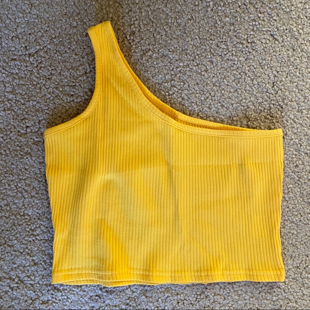 NWT YELLOW ONE SHOULDER CROP TOP